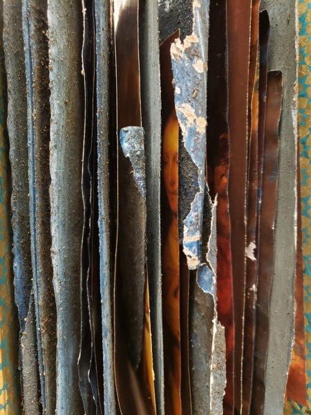 Closeup on scrap book pages.