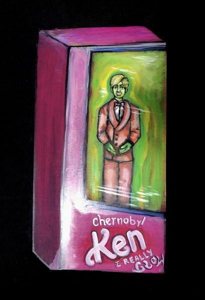 Painting of a Ken barbie affected by Chernobyl radiation.