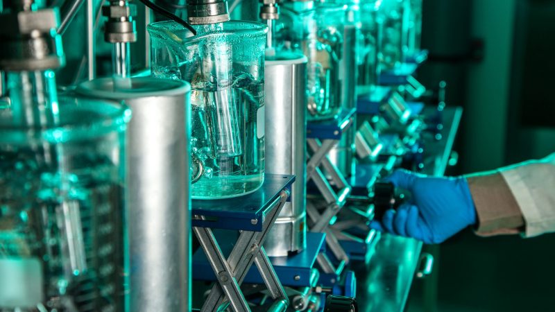 Lab work in science building.