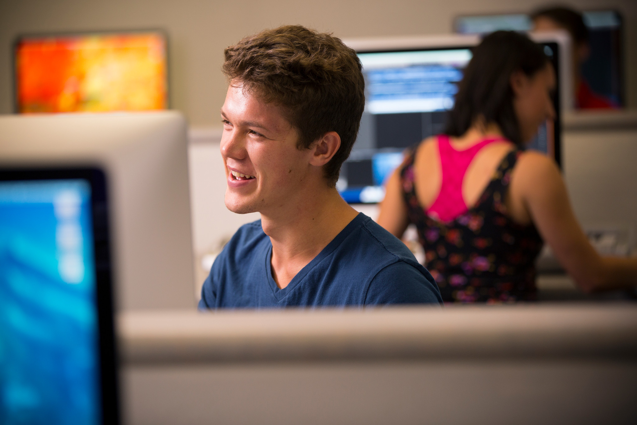 N A U students working in a computer lab.