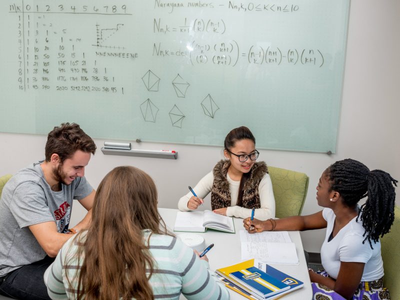 Students in a study room working together.