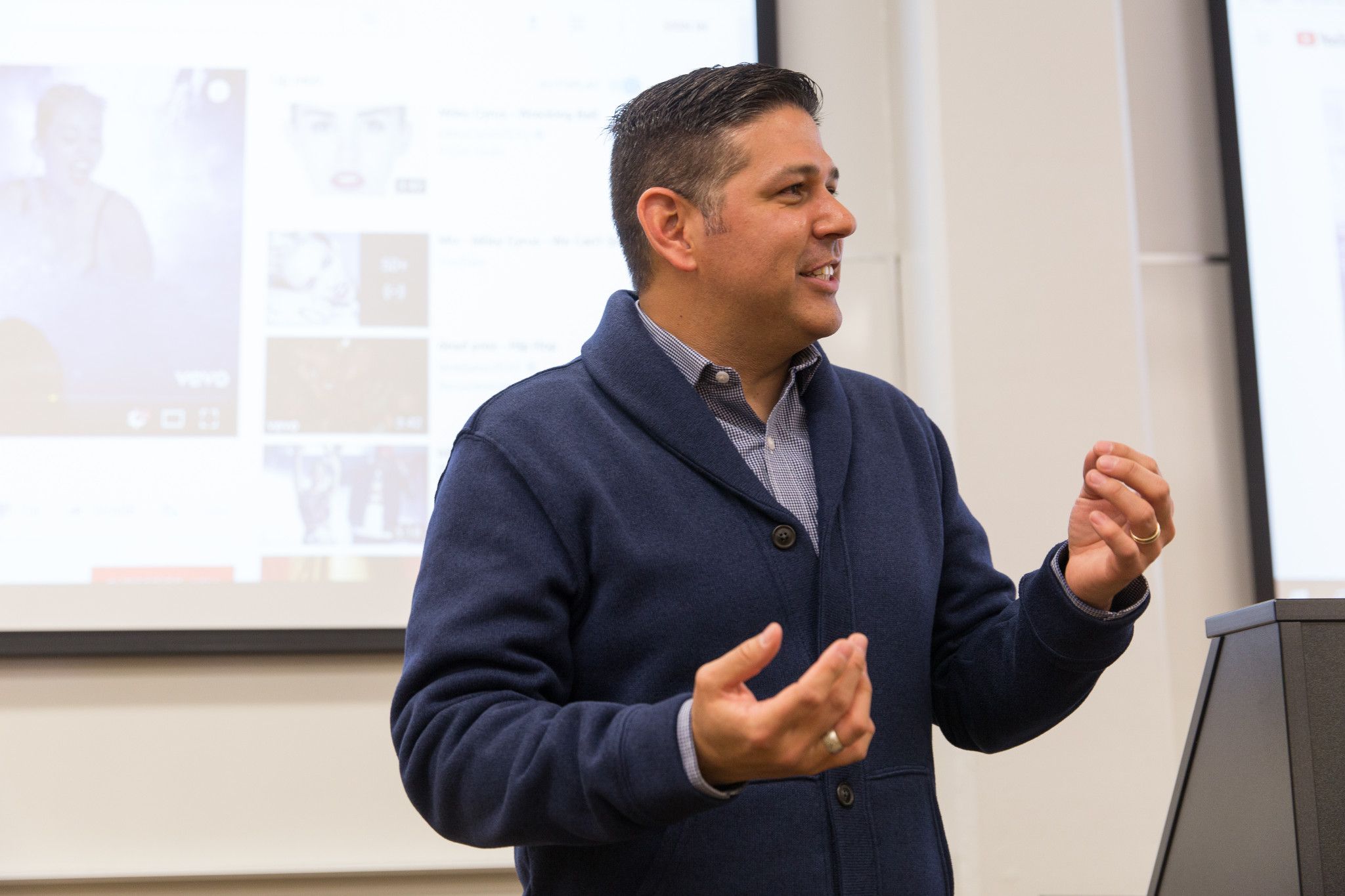 Faculty presenting in a classroom.