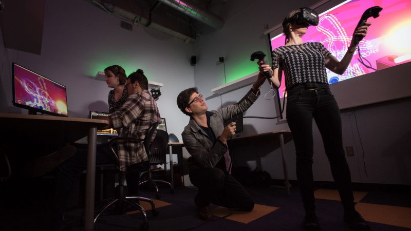 Students in a VR lab.