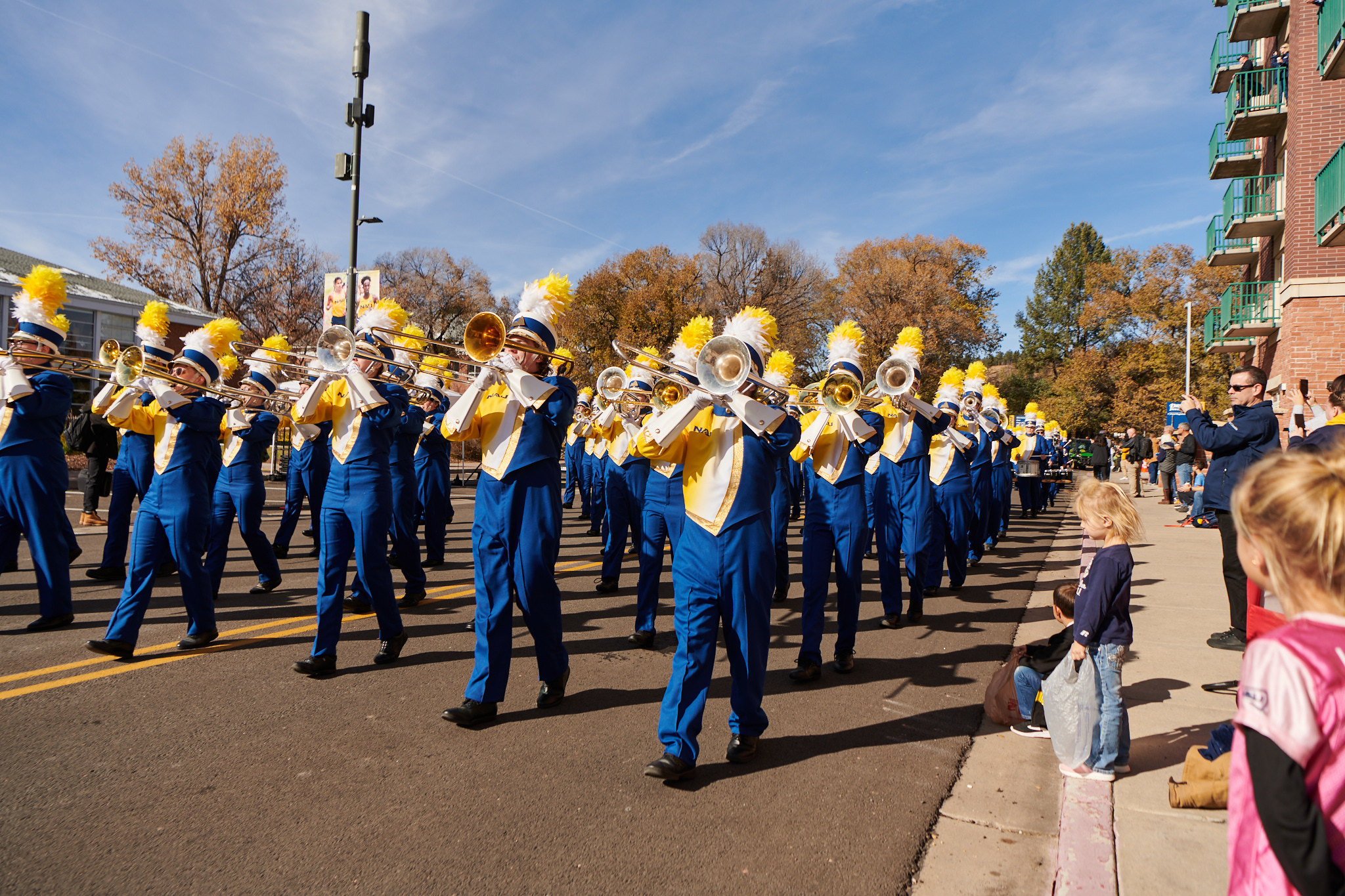 N A U Marching Band performing at Homecoming 2022.