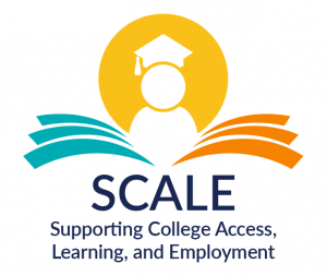 SCALE logo: Supporting College Access, Learning, and Employment
