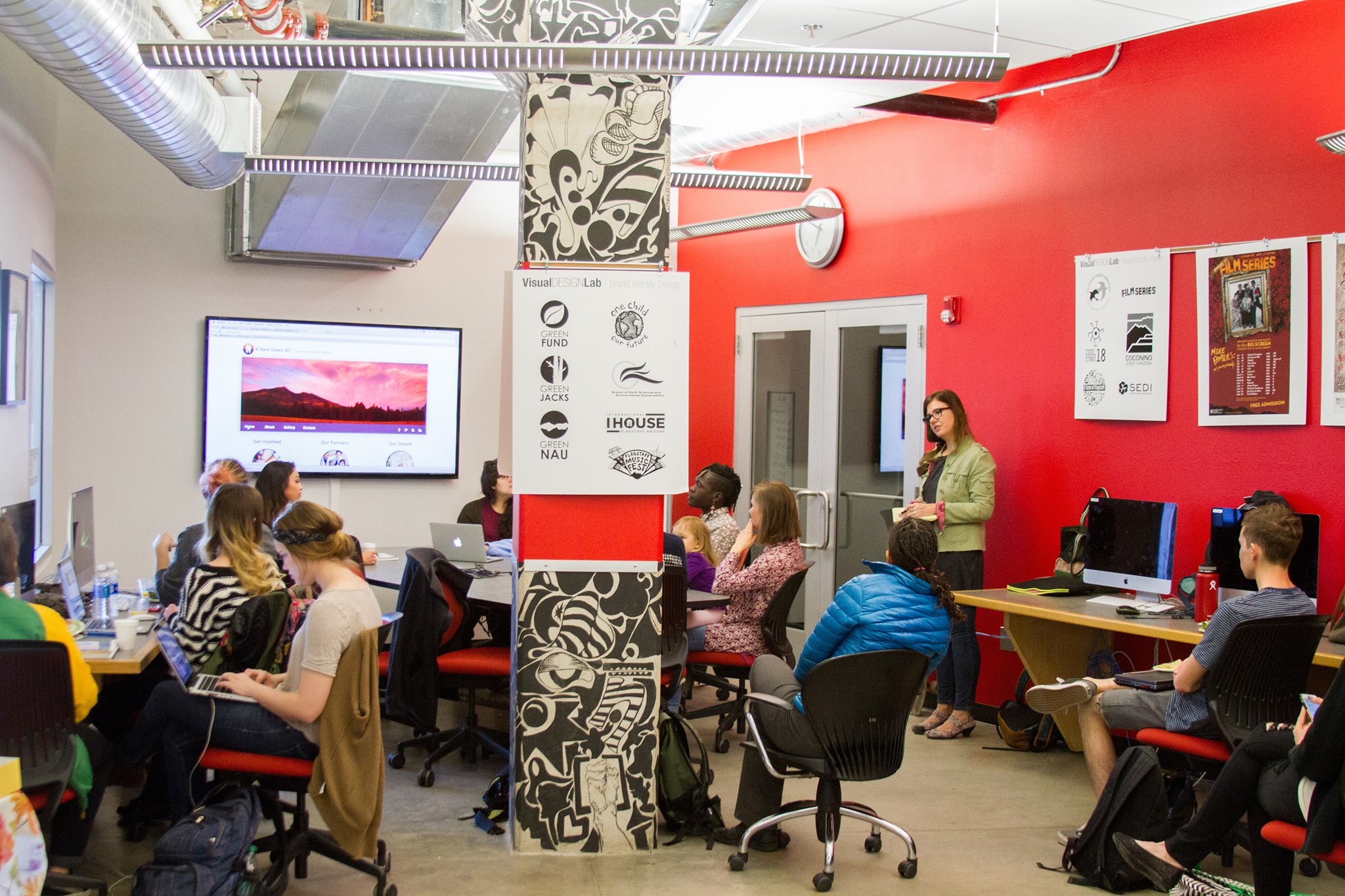Visual Communication students creating design and animation work at NAU