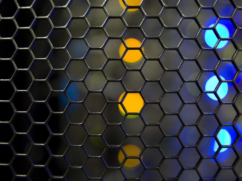 Exterior wire mesh of computer cover.