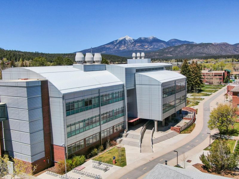 Drone flying of the Science Laboratory building on north campus at N A U.