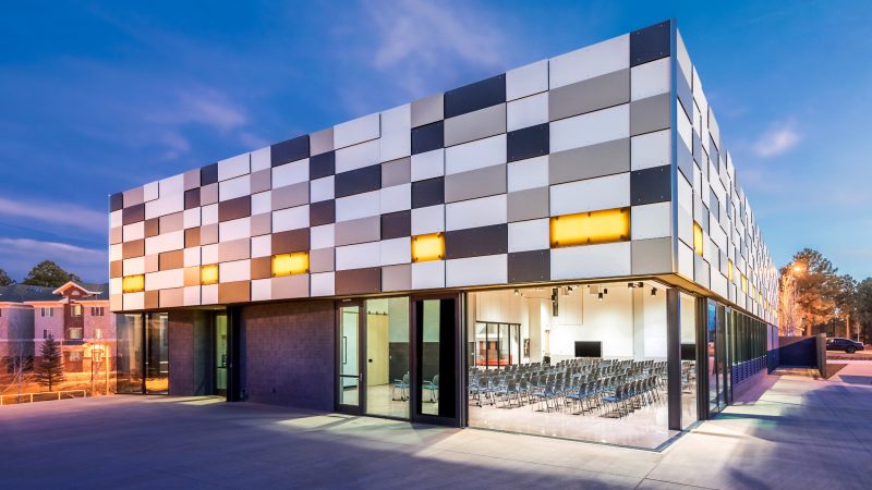 The International Pavilion at sunset.