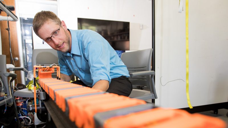 A student working in class.