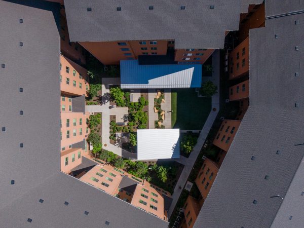 Aerial view of Honor's courtyard.