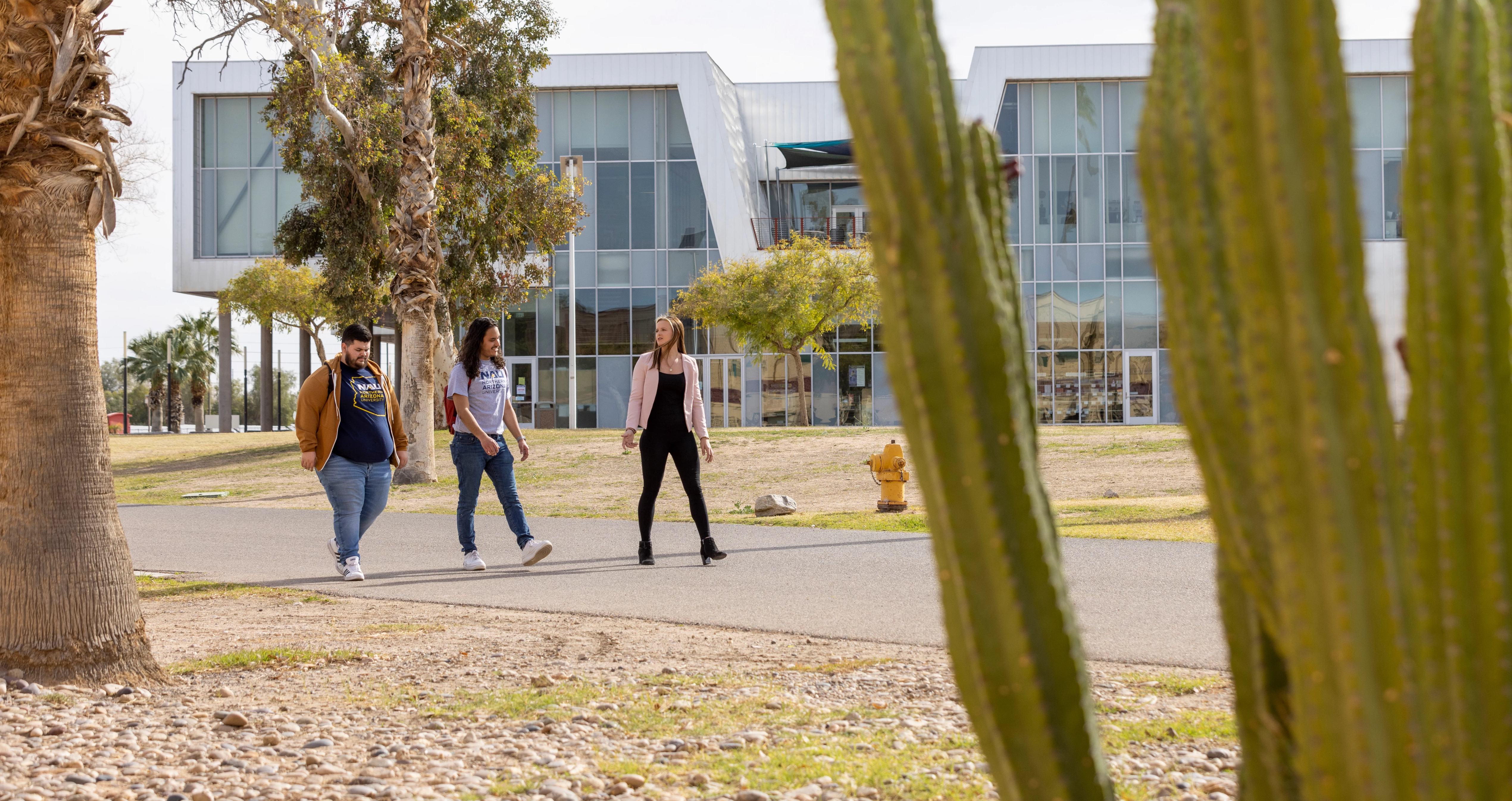Students walking on campus.