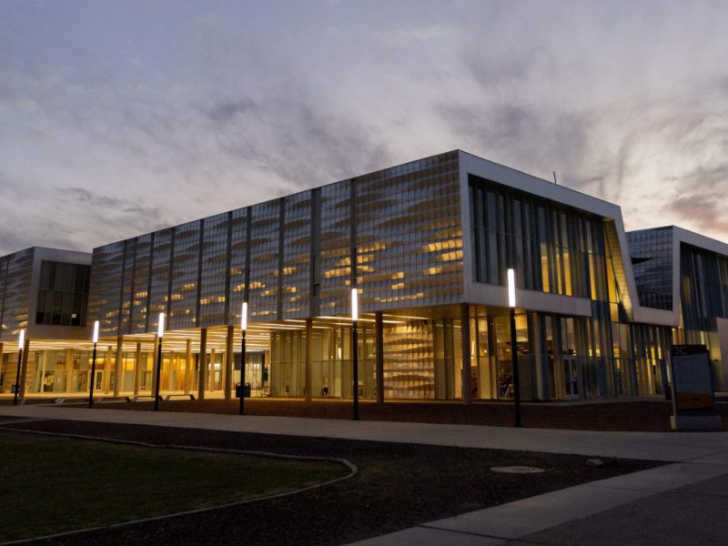 N A U–Yuma building at night.