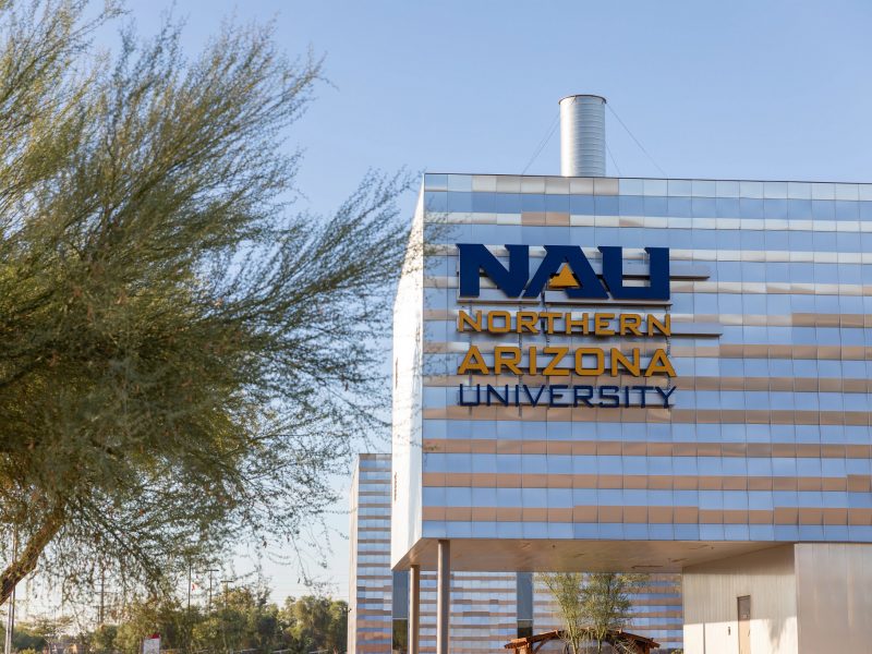 A building with the N A U logo on the Yuma campus.