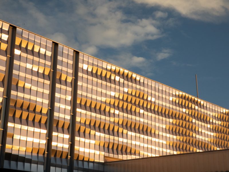 N A U&ndash;Yuma building at sunset.
