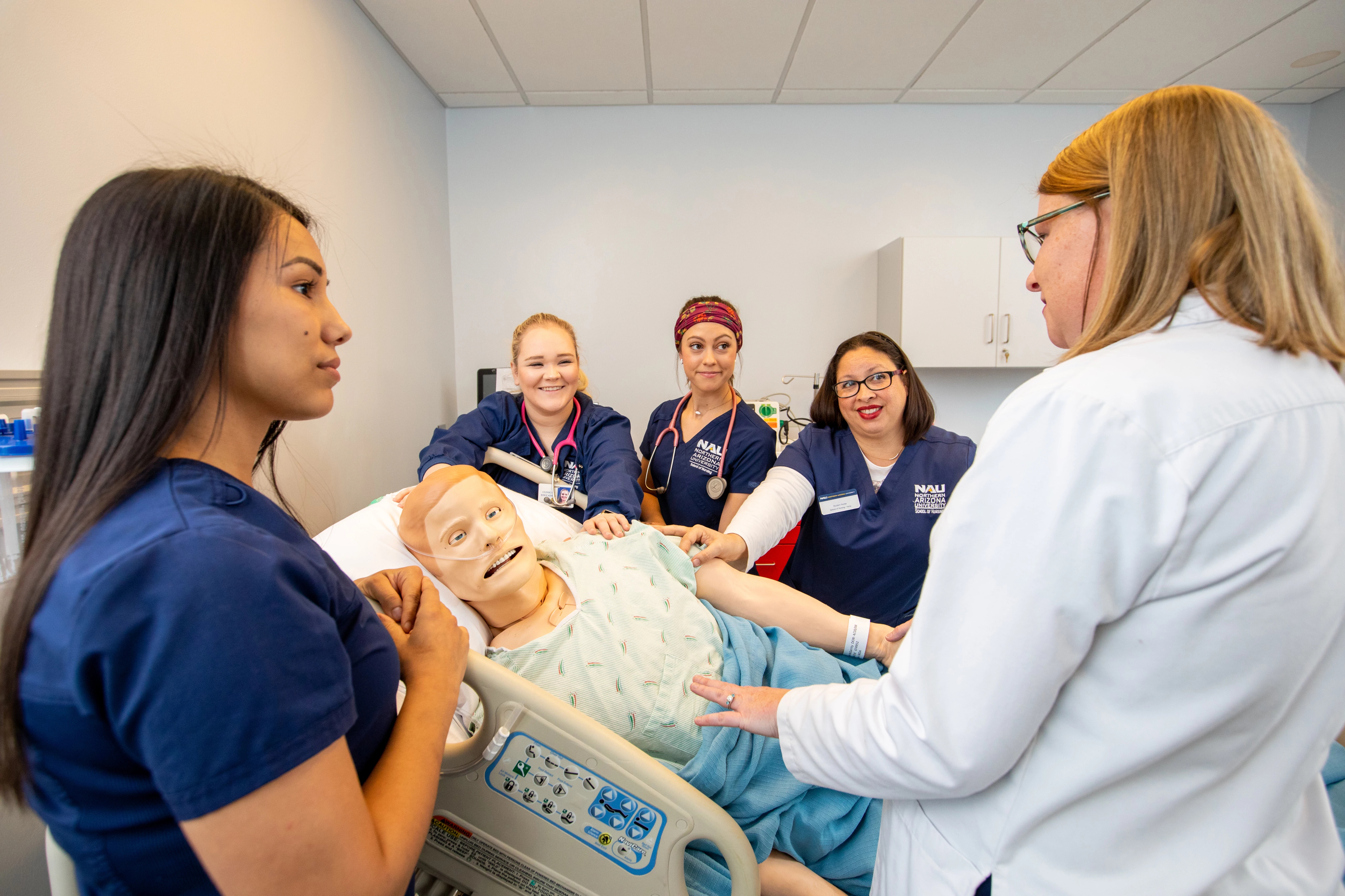 Students in an N A U&ndash;Yuma Nursing lab.