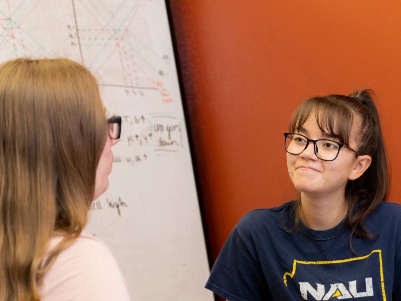 N A U business students work together.