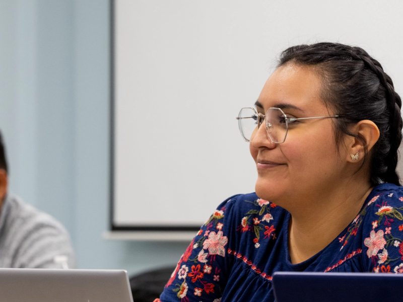 Student in an education classroom.