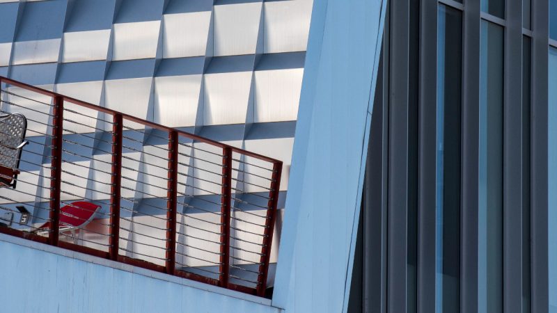 Image of the balcony on a N A U&ndash;Yuma building.