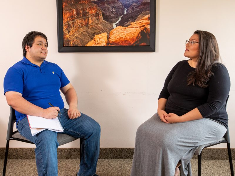 A student receiving counseling.