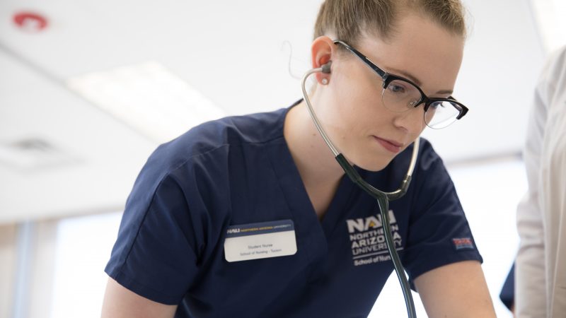 Student focusing on a project.