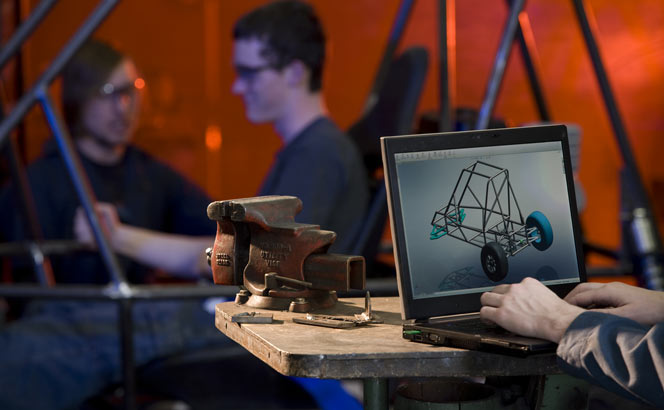 Engineering students at work