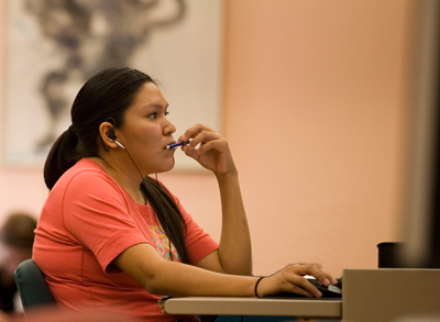 Student using a computer