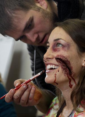 Theater student preparing for her part