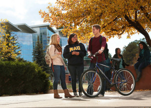 Students outside the Engineering building