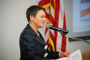 NAU President Rita Cheng speaks at the opening