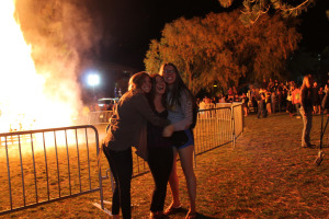 Female lumberjacks at the bonfire