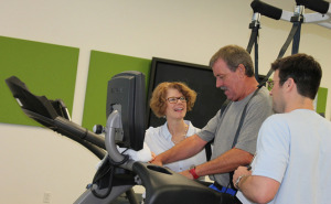 Stroke patient on treadmill
