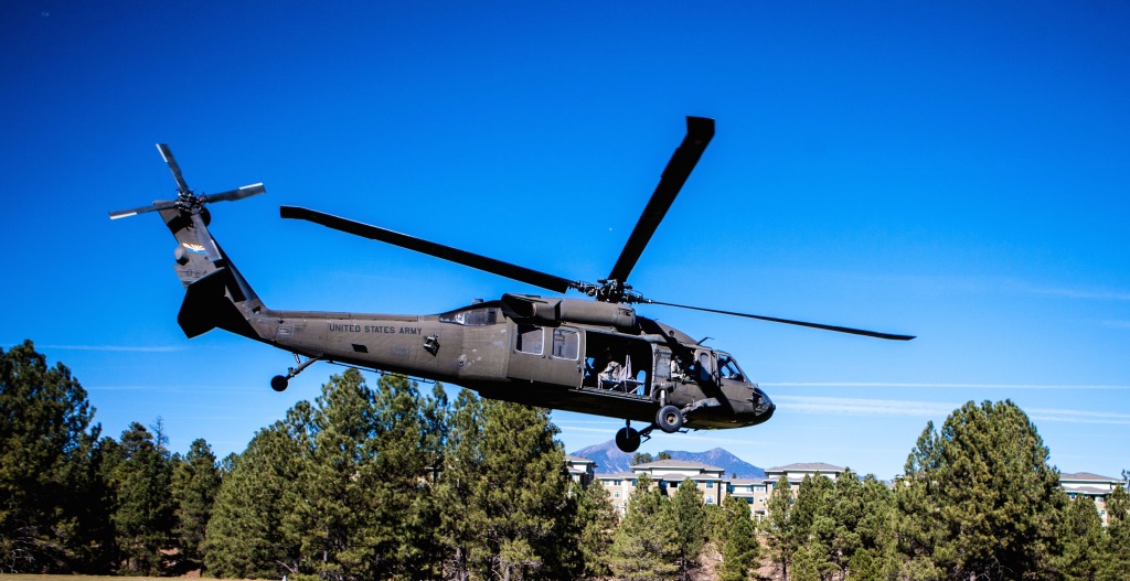 The Black Hawk leaves ground