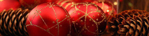 Holiday ornaments and pinecones