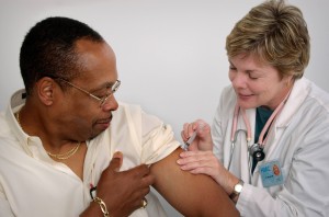 Measles vaccine being administered