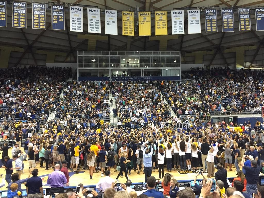 NAU students and athletes celebrating