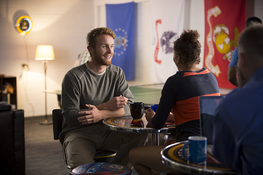 Student veterans in the NAU veterans lounge