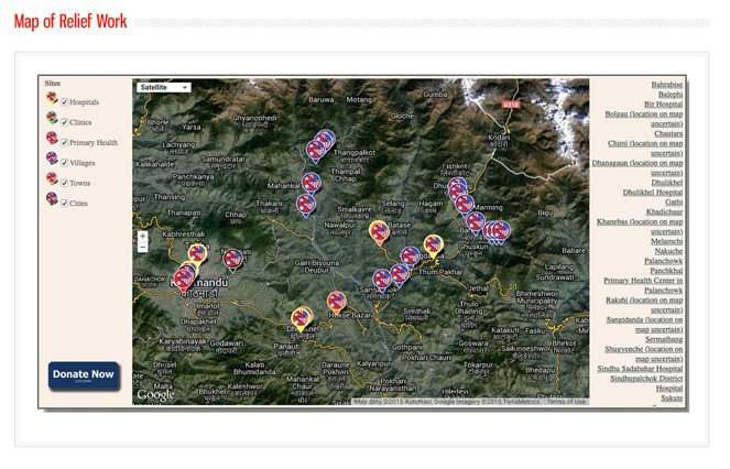 Nepal relief map