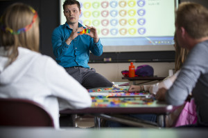 A lesson being taught in a classroom