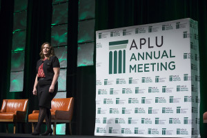 Melissa Welker delivers speech