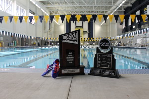 Trophies at the pool