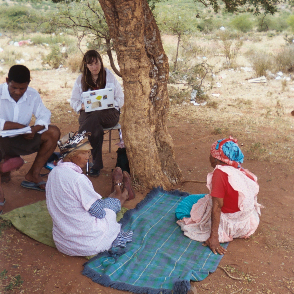 Bonnie Sands outdoors documenting language