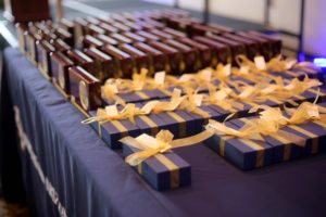 Faculty Awards lain out over the table