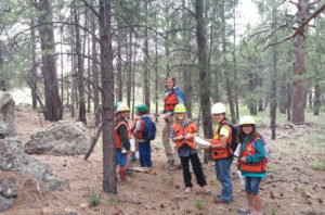 The Junior Forestry Academy in the woods