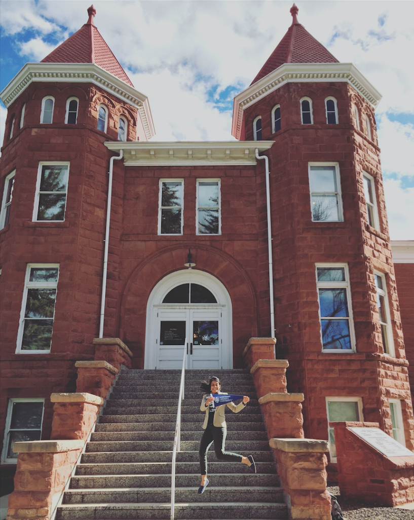 Danielle Donaldson on the steps of Old Main