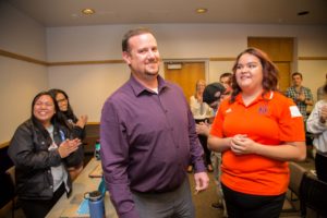 Chain Gang President Taylor Lewis and fellow members tapped Kevin Gemoets, assistant dean of students and director of Fraternity and Sorority Life, as the 81st Homecoming Dedicatee.