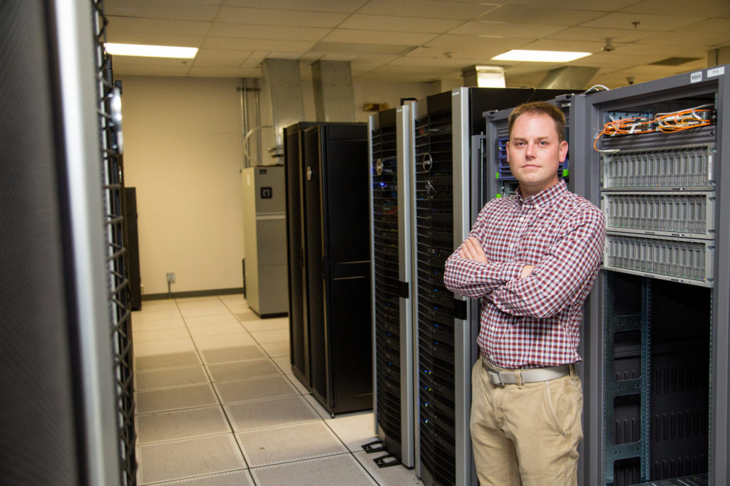 Ruddell in computing lab