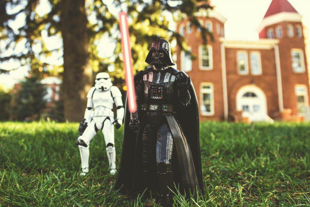 Star Wars characters outside Old Main