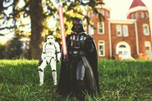 Star Wars characters outside Old Main