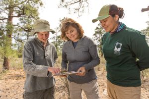 Catherine Gehring and students at Sunset Crater
